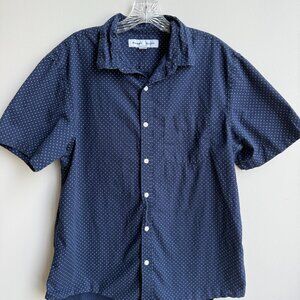 EUC Navy Polka Dot Button Down
